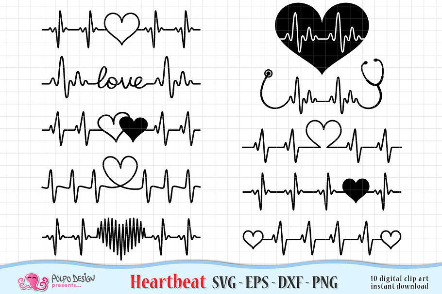 Heartbeat Valentine's Day SVG in Objects - product preview 8