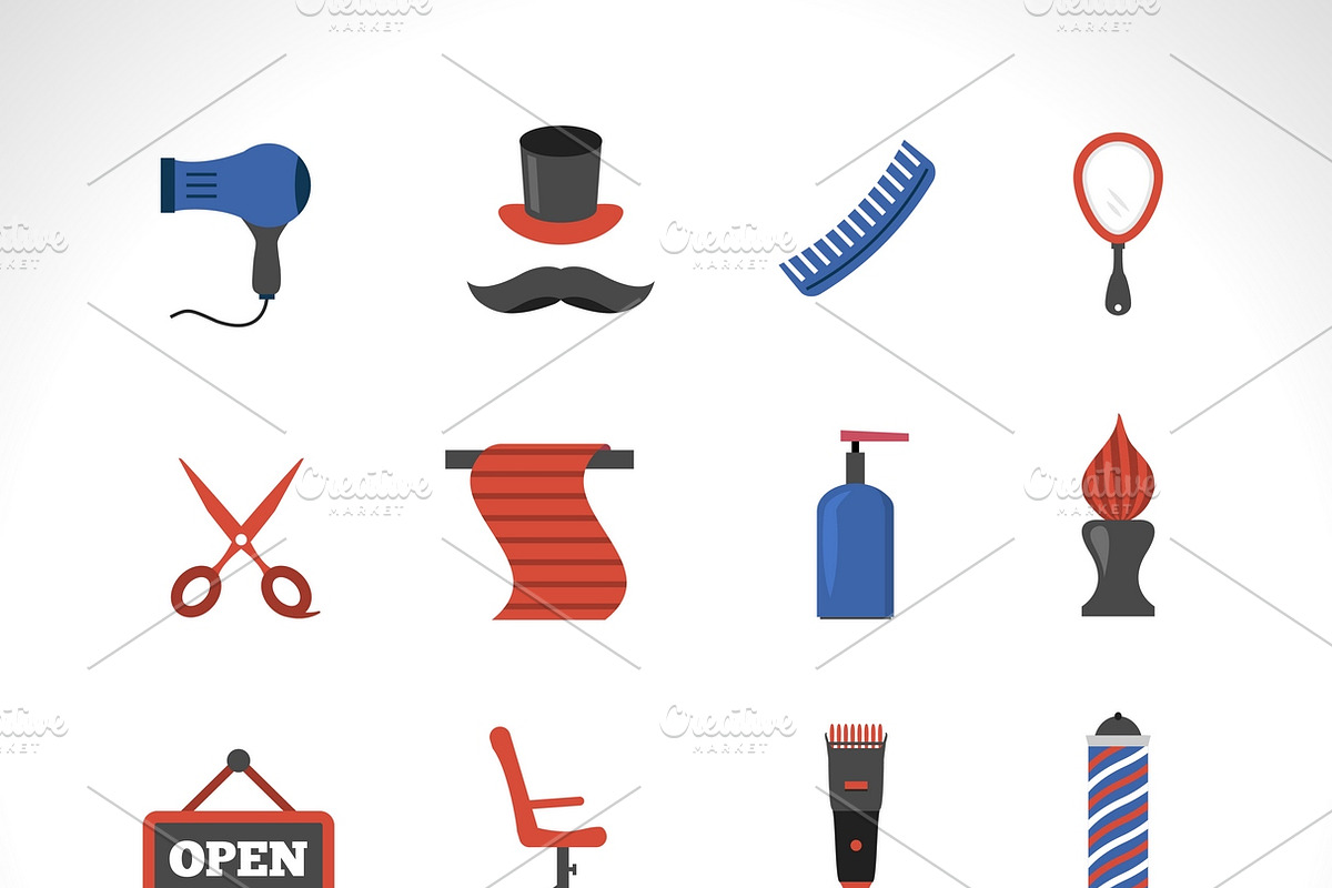 Barber salon icons set in Icons - product preview 8