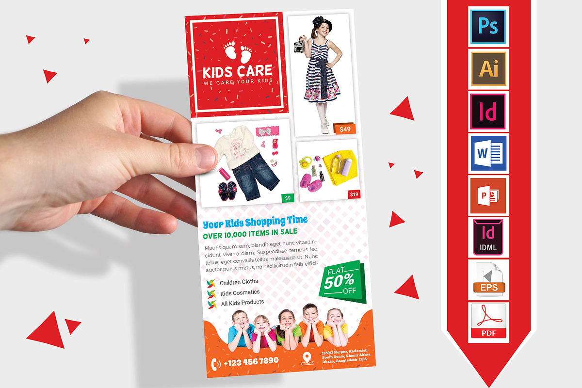Rack Card | Kids Fashion DL Flyer v3 in Flyer Templates - product preview 8