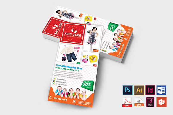 Rack Card | Kids Fashion DL Flyer v3 in Flyer Templates - product preview 1