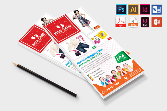 Rack Card | Kids Fashion DL Flyer v3 in Flyer Templates - product preview 3