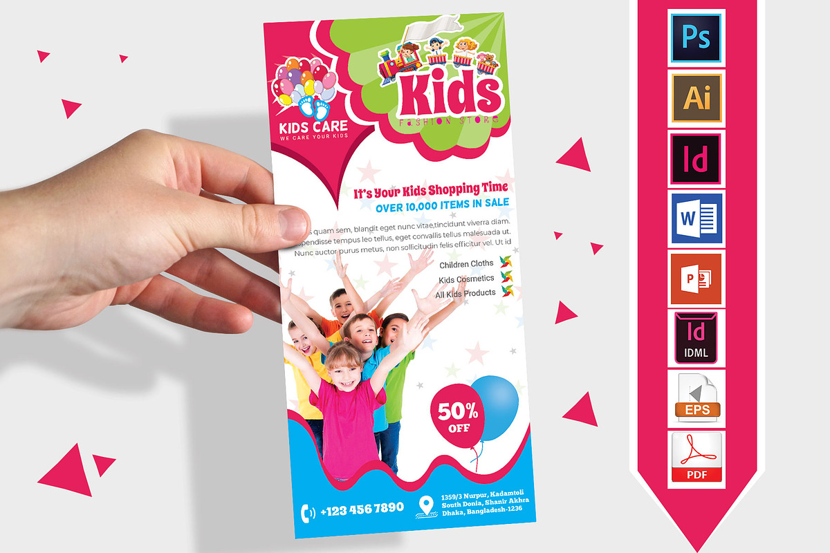 Rack Card | Kids Fashion DL Flyer v2 in Flyer Templates - product preview 8