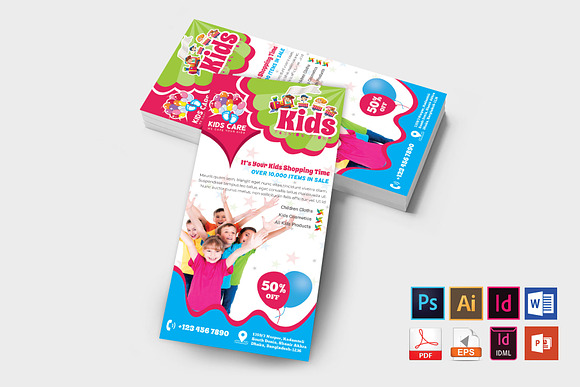 Rack Card | Kids Fashion DL Flyer v2 in Flyer Templates - product preview 1