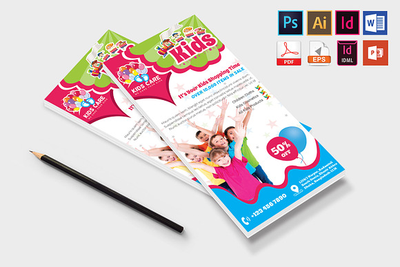 Rack Card | Kids Fashion DL Flyer v2 in Flyer Templates - product preview 3
