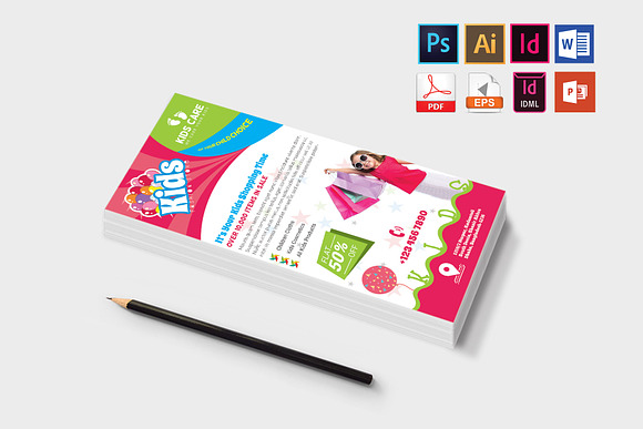 Rack Card | Kids Fashion DL Flyer v1 in Flyer Templates - product preview 2