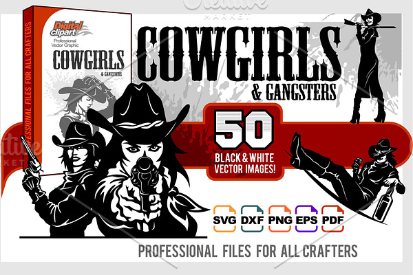50 designs - Set of cowgirls and