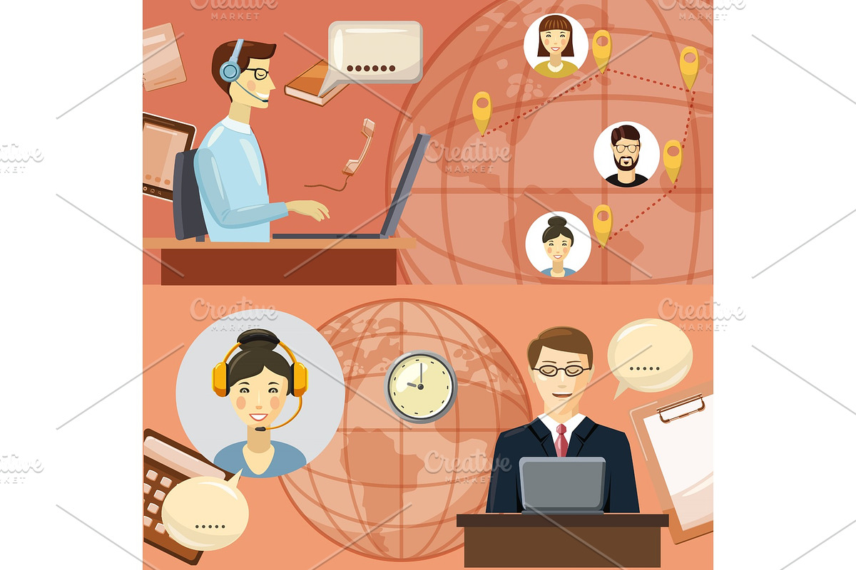 Call center communication concept in Illustrations - product preview 8