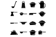 Tableware icons set, simple style