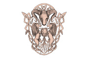 Bighorn Sheep Lion Tree Coat of Arms