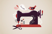 Vintage sewing machine illustration