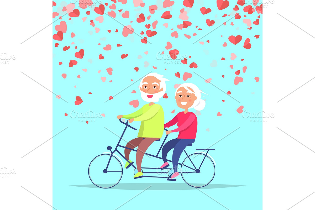 Smiling Elderly People Riding on in Illustrations - product preview 8