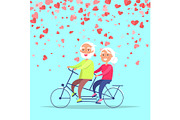 Smiling Elderly People Riding on