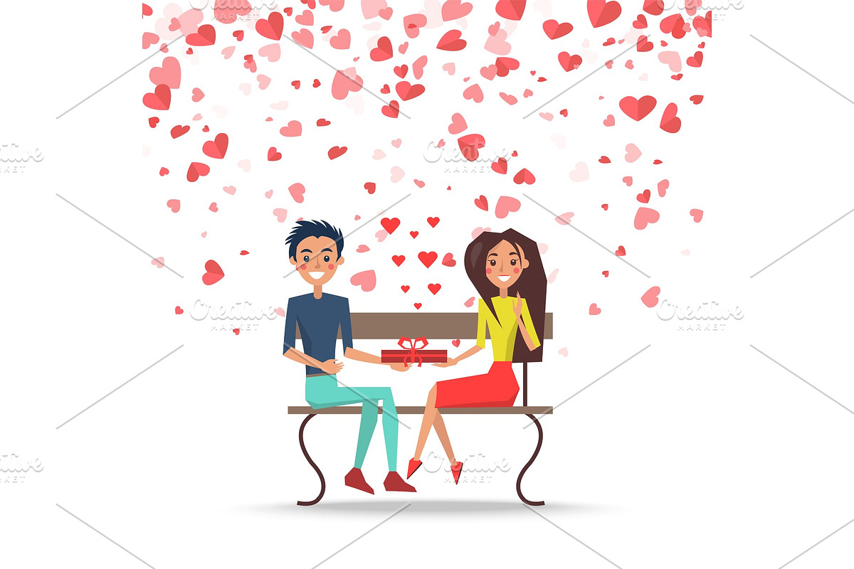 Valentine Couple with Present on in Illustrations - product preview 8