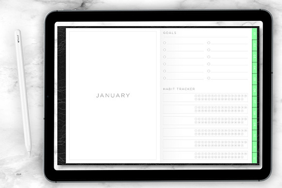 Digital Planner: Blank Monthly Mint in Stationery Templates - product preview 2