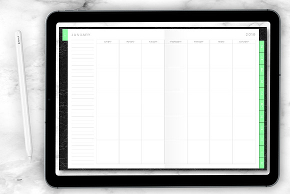 Digital Planner: Blank Monthly Mint in Stationery Templates - product preview 3