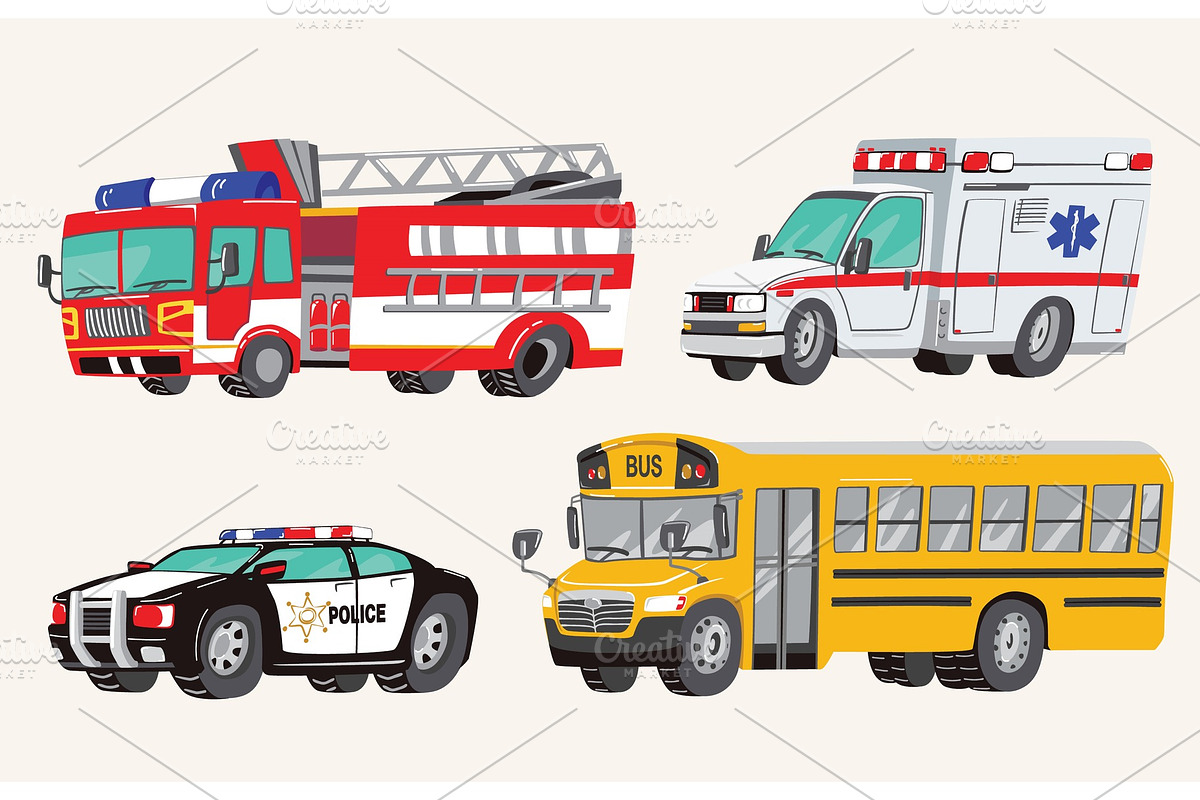 Set Of Toy Social Vehicles in Illustrations - product preview 8
