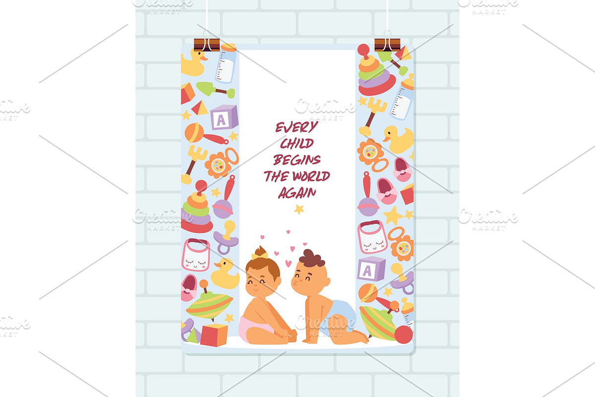 Baby shower vector cartoon kids in Illustrations - product preview 8