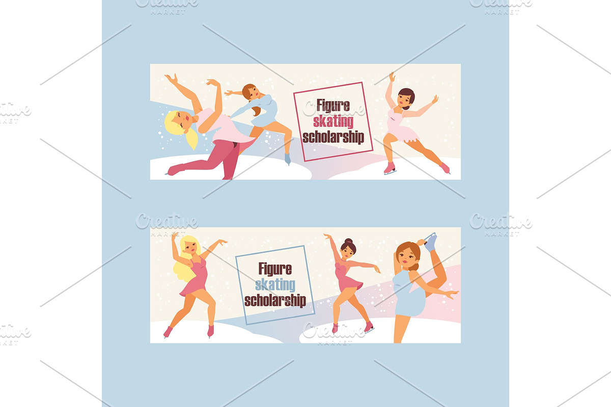 Figure skating vector backdrop girl in Illustrations - product preview 8