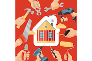 Hand tool vector house construction
