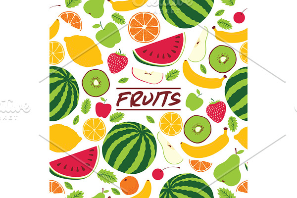 Fruit pattern seamless vector fruity
