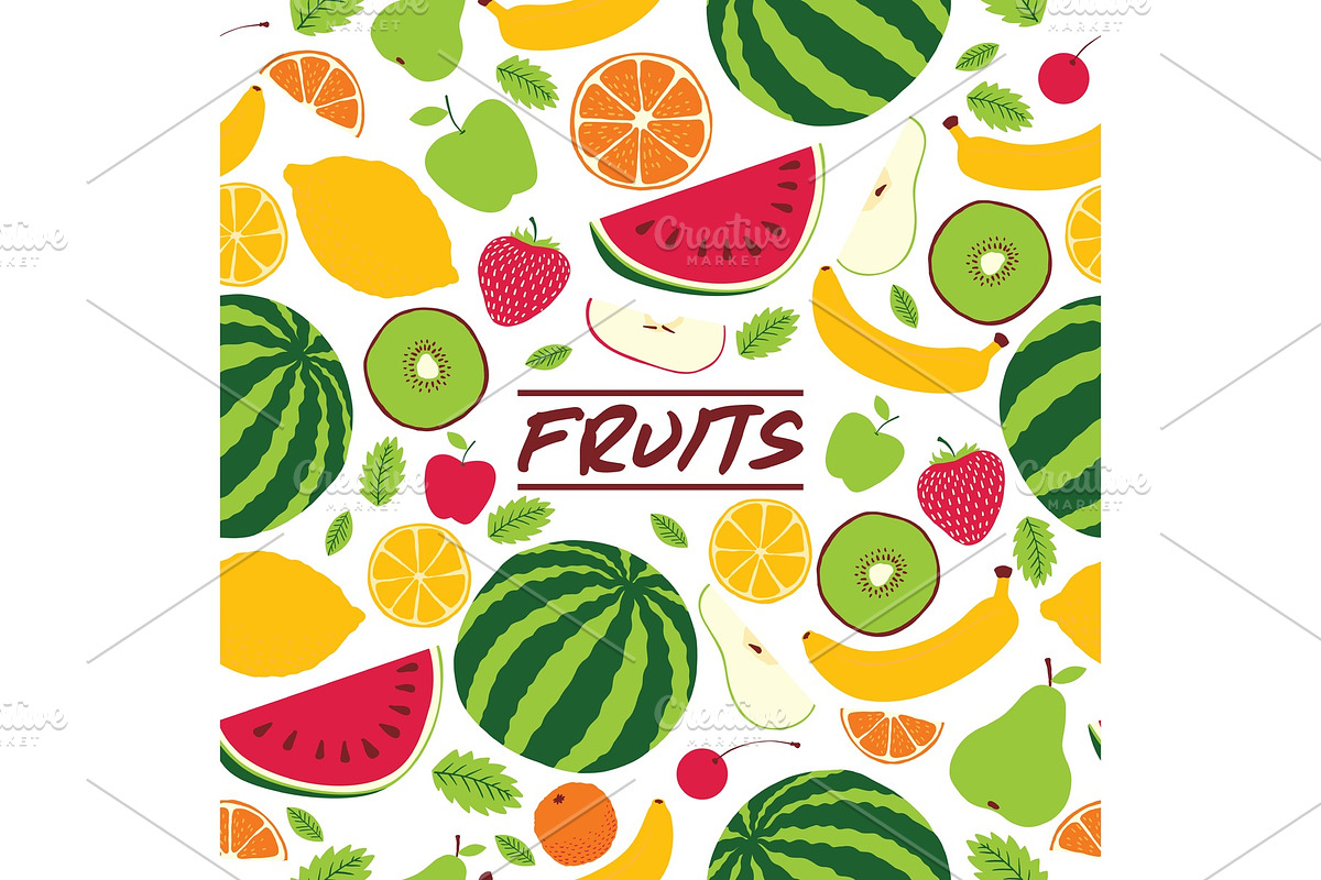 Fruit pattern seamless vector fruity in Illustrations - product preview 8