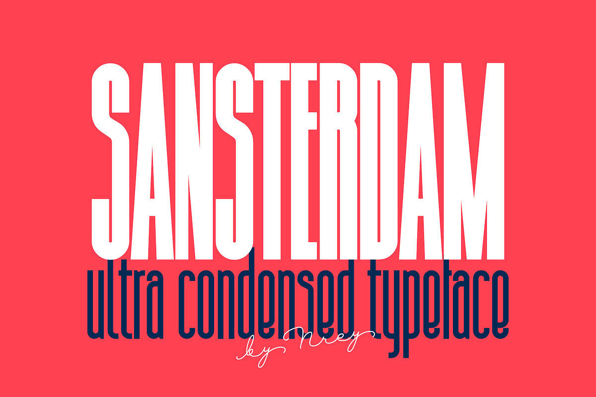 Sansterdam ultra condensed in Sans-Serif Fonts - product preview 8