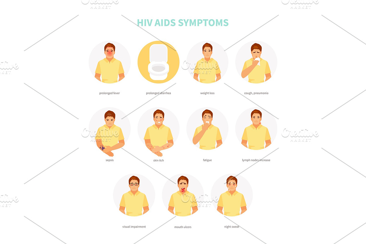 HIV AIDS symptoms vector in Objects - product preview 8