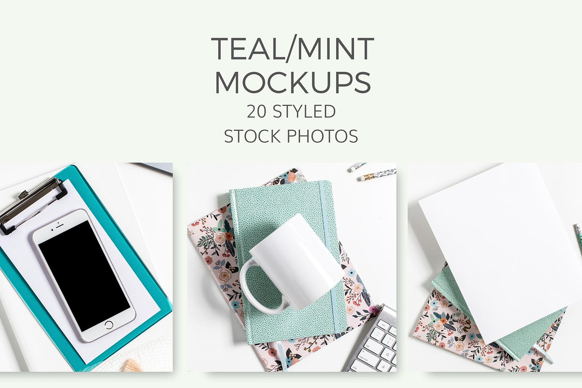 Teal/Mint Mockups (20 Images) in Mobile & Web Mockups - product preview 8