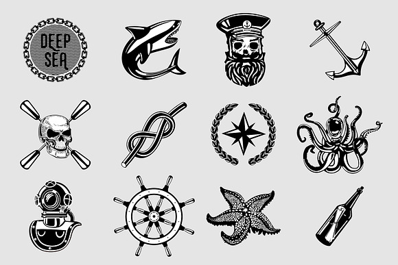 Vintage Nautical Elements in Illustrations - product preview 1