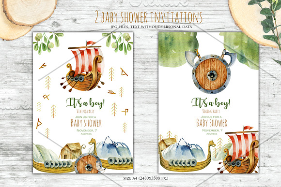 Vikings. Watercolor clip art. in Illustrations - product preview 3