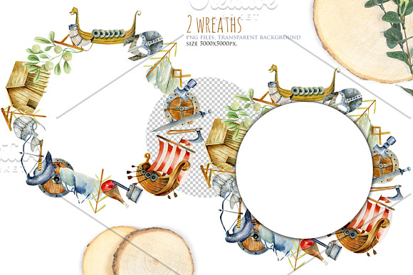 Vikings. Watercolor clip art. in Illustrations - product preview 5