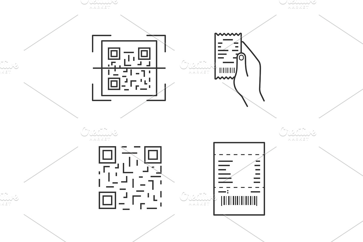 Barcodes linear icons set in Icons - product preview 8