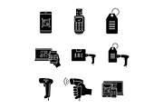Barcodes glyph icons set