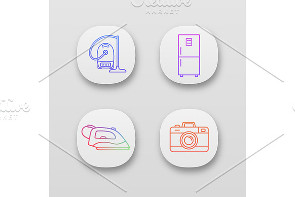 Household appliance app icons set