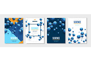 Banners set with blue molecules