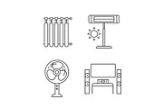 Household appliance linear icons set