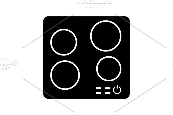 Electric induction hob glyph icon