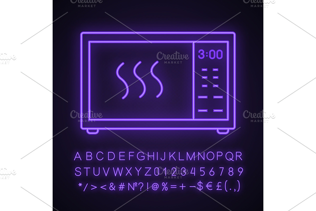 Microwave oven neon light icon in Icons - product preview 8