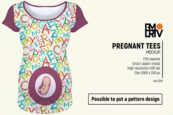 Pregnant Tees Mockup in Product Mockups - product preview 3
