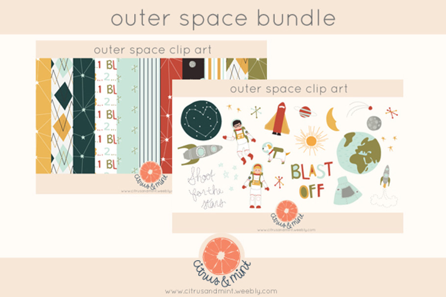 outer space clipart and paper bundle