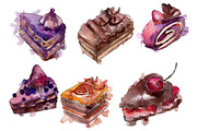 Sweet yummy cake Watercolor png 