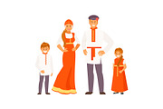 Russian family in traditional
