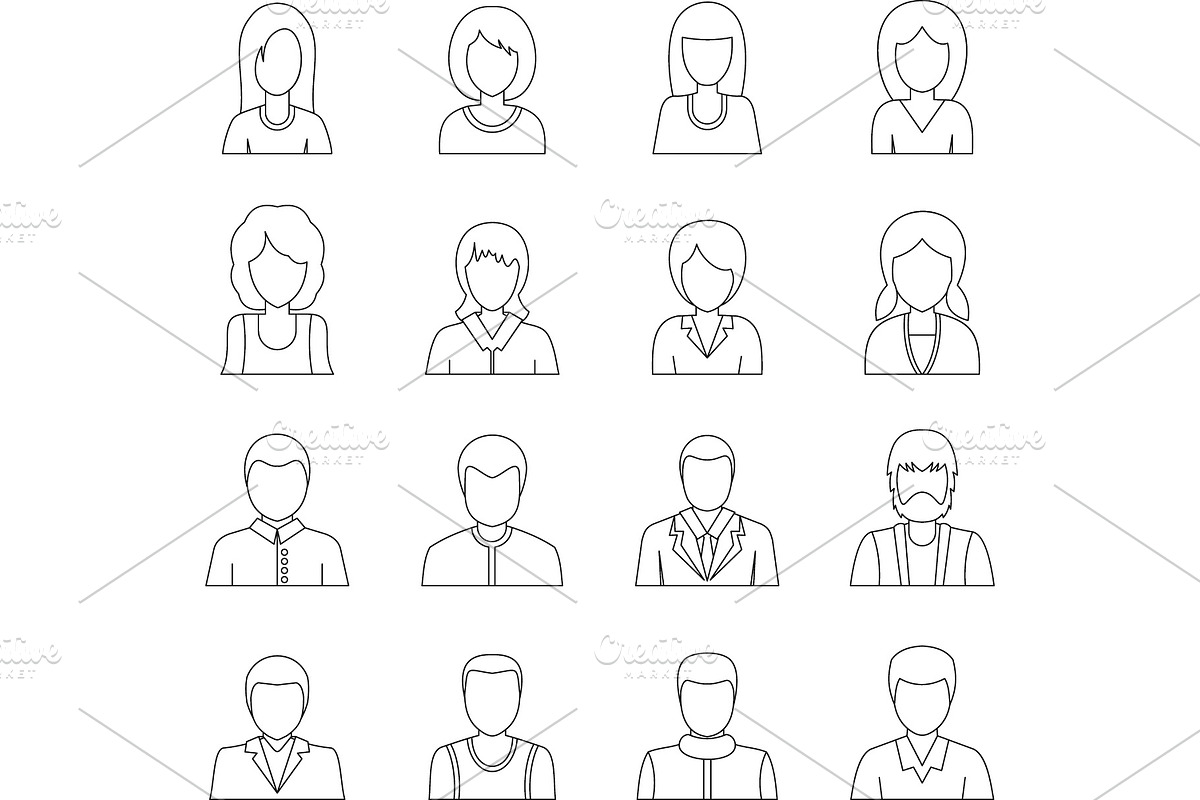 Various people icons set, outline in Illustrations - product preview 8