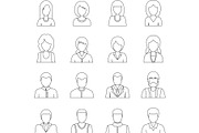 Various people icons set, outline