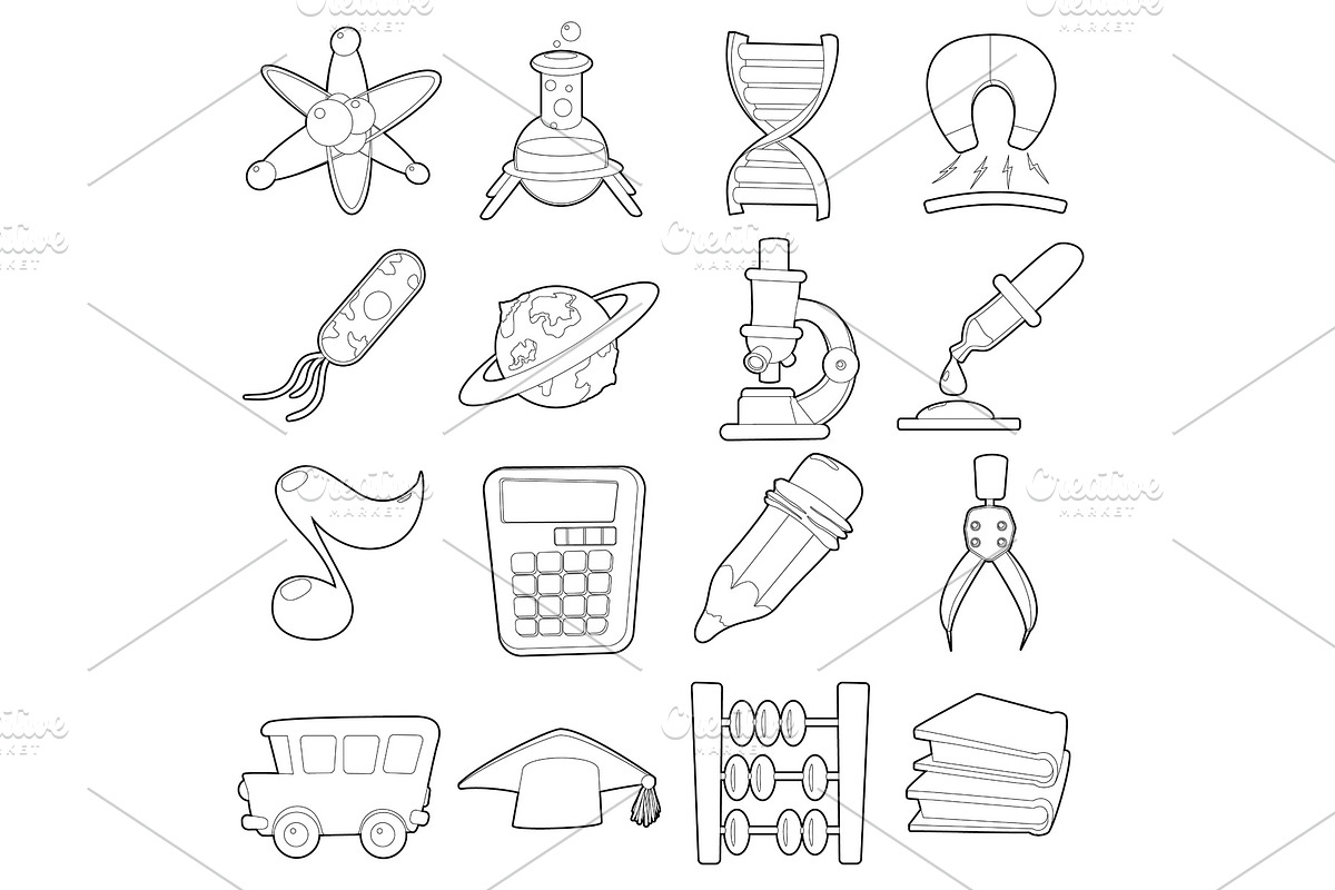 Science education icons set, cartoon in Illustrations - product preview 8