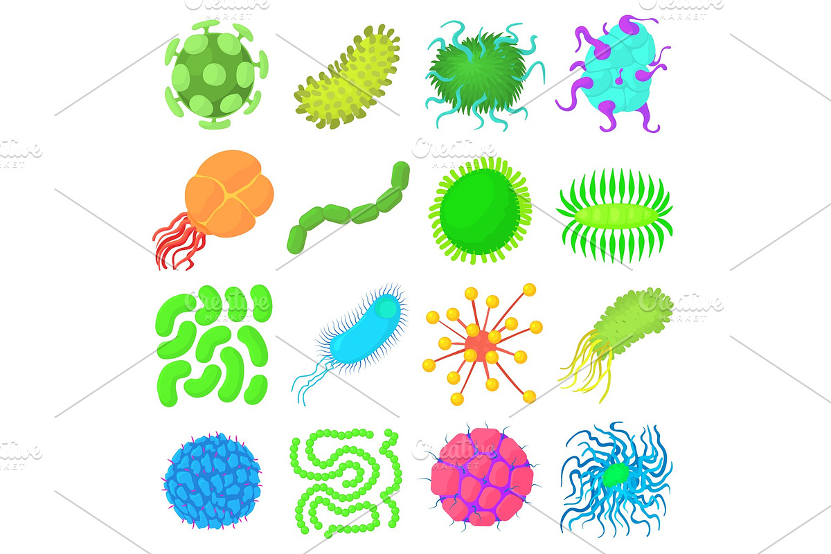 Virus bacteria forms icons set in Objects - product preview 8