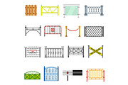 Different fencing icons set, simple