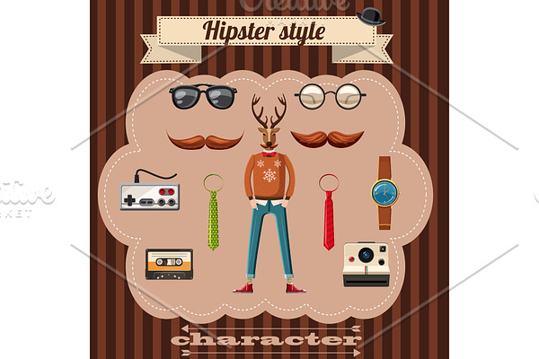 Hipster style attributes concept