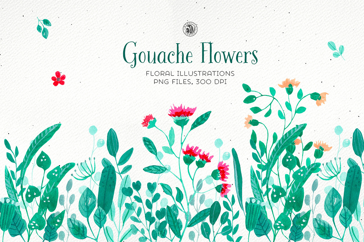 Gouache Flowers in Illustrations - product preview 8