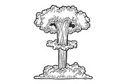 Nuclear bomb explosion engraving
